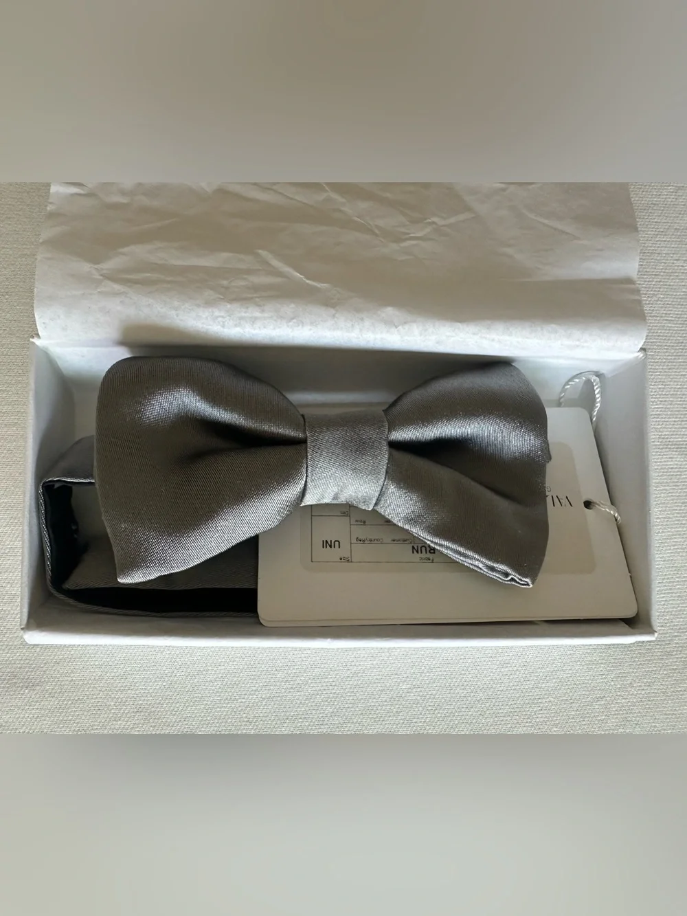 Brand new Valentino Silver Satin Bow Tie -